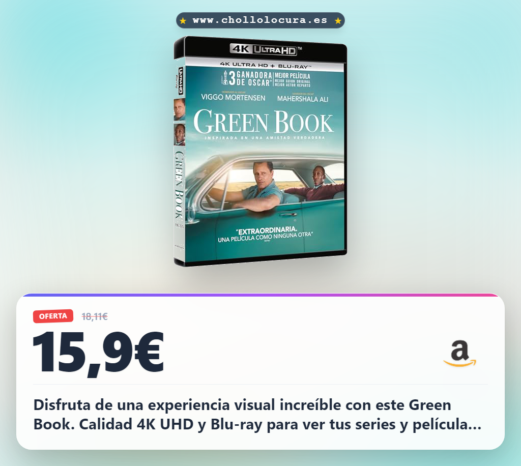 Consigue el Green book 4K UHD y Blu-ray. Disfruta de la mejor calidad de imagen y sonido en oferta.