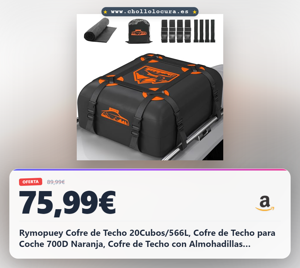 Rymopuey Cofre de Techo 20Cubos/566L, Cofre de Techo para Coche 700D Naranja, Cofre de Techo con Almohadillas Antideslizantes y 10 Correas de Sujeción, Pto para Coches con/sin Portaequipajes
