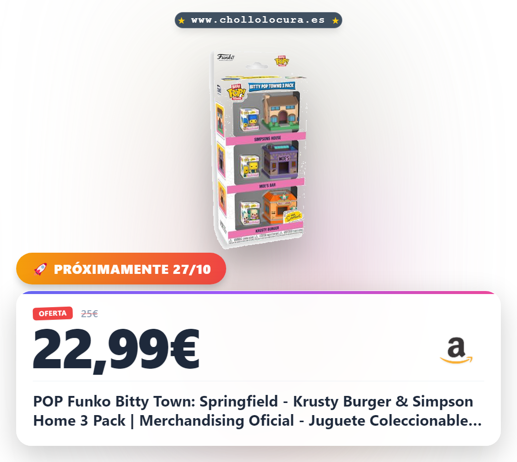 Aprovecha Funko Bitty Town Springfield Krusty Burger y Simpson Home 3 Pack, coleccionable de cultura pop al mejor precio.