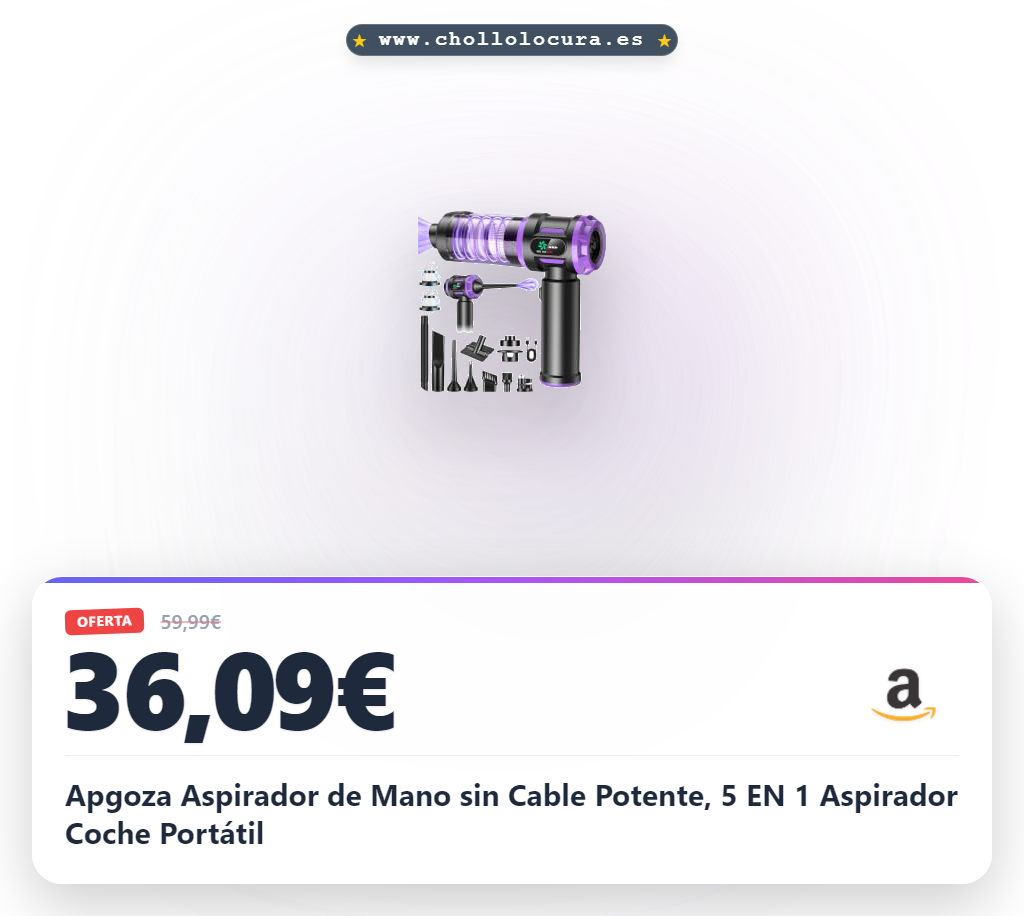 Apgoza Aspirador de Mano sin Cable Potente, 5 EN 1 Aspirador Coche Portátil