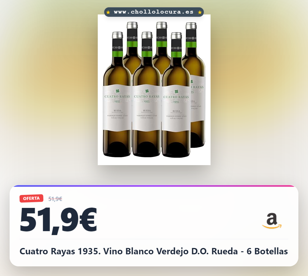 Cuatro Rayas 1935. Vino Blanco Verdejo D.O. Rueda - 6 Botellas