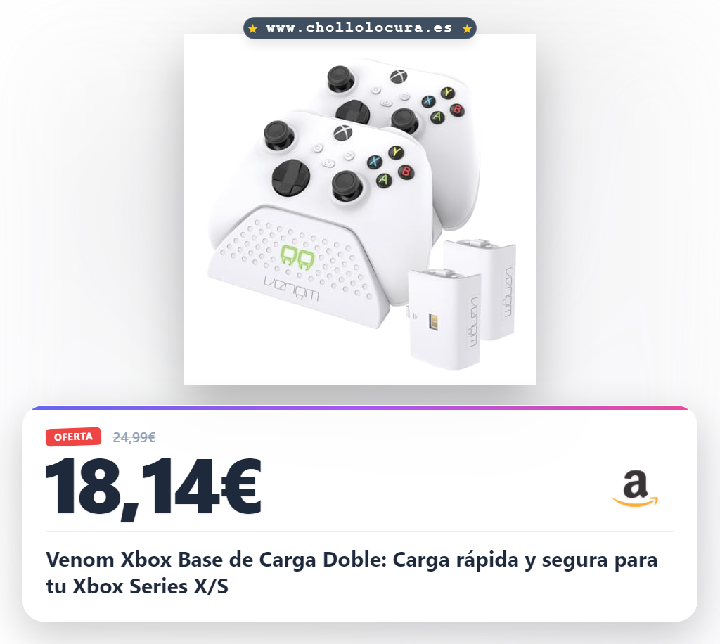 Venom Xbox Base de Carga Doble: Carga rápida y segura para tu Xbox Series X/S