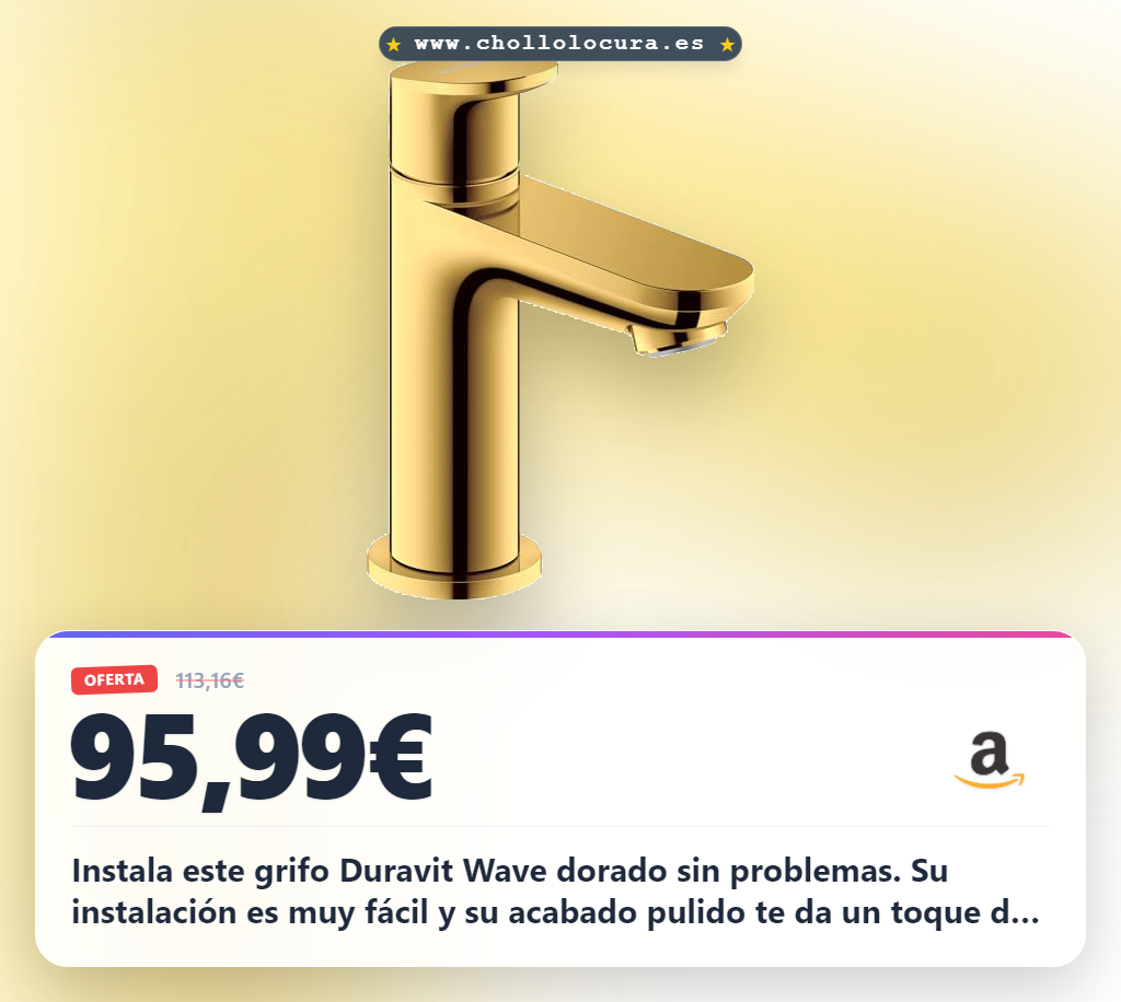 Encuentra el grifo Duravit Wave de pilar ondulado con acabado dorado y fácil instalación al mejor precio