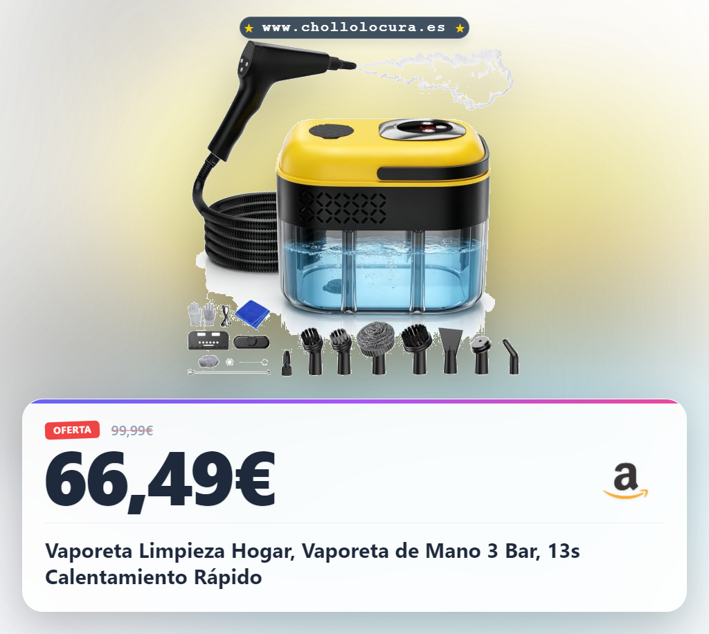 Vaporeta Limpieza Hogar, Vaporeta de Mano 3 Bar, 13s Calentamiento Rápido