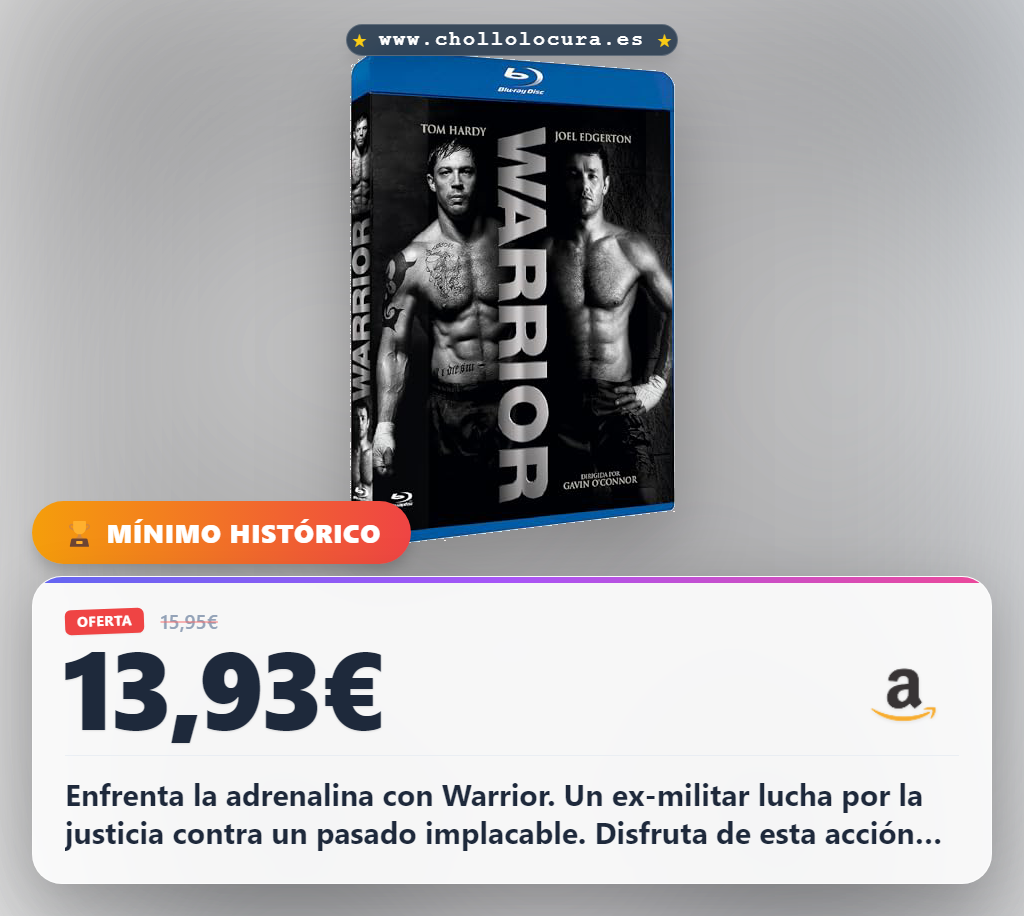 Disfruta el épico thriller Warrior en Blu-ray: acción salvaje y adrenalina al mejor precio del año