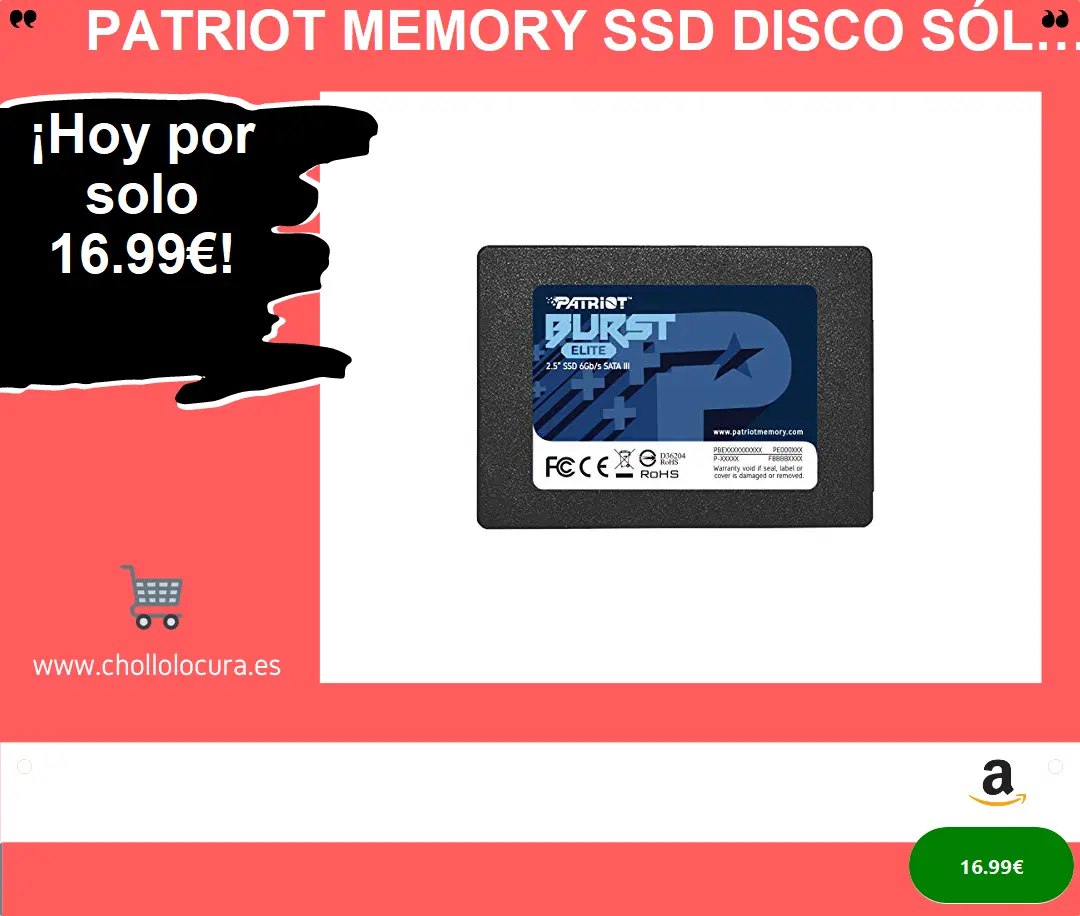 Patriot Memory SSD Disco Sólido Interno 2.5" SATA III Interno 240GB Burst Elite 6 Gbps
