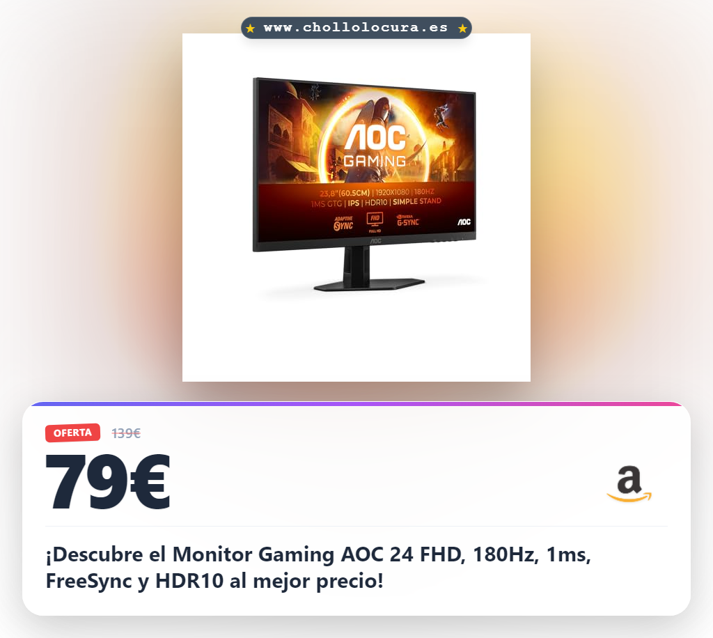 ¡Descubre el Monitor Gaming AOC 24 FHD, 180Hz, 1ms, FreeSync y HDR10 al mejor precio!