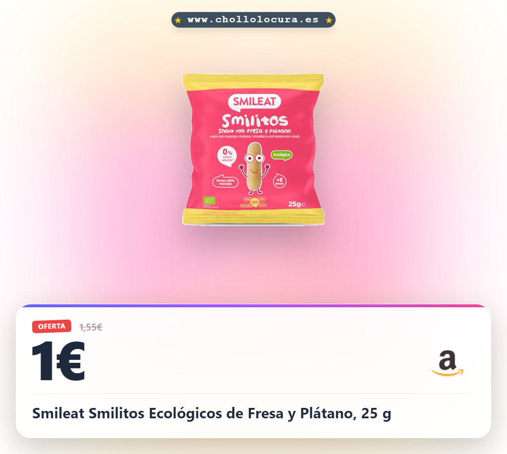 Smileat Smilitos Ecológicos de Fresa y Plátano, 25 g