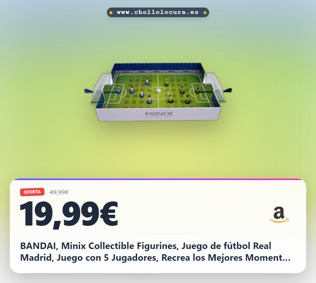 BANDAI, Minix Collectible Figurines, Juego de fútbol Real Madrid, Juego con 5 Jugadores, Recrea los Mejores Momentos del Fútbol, Idea de Regalo para Niños y Adultos, Fans de fútbol (MN17386)