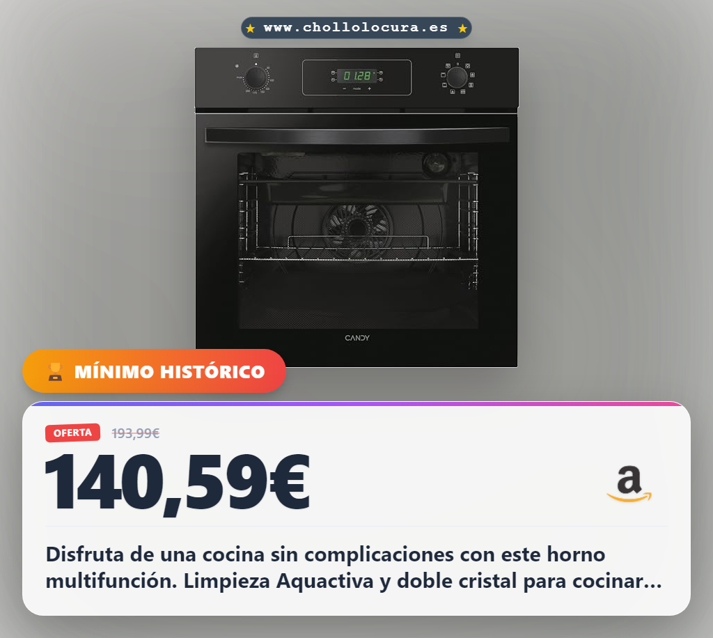 Aprovecha este Horno Multifunción Candy Idea 65L con sistema Aquactiva y ventilador radial en oferta