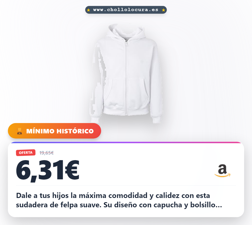 Aprovecha la sudadera Mukua Byron Kids de felpa suave con cremallera y capucha en oferta histórica