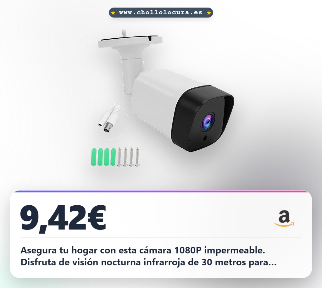 Consigue cámara de seguridad 1080P con visión nocturna infrarroja IP66 para exteriores al mejor precio