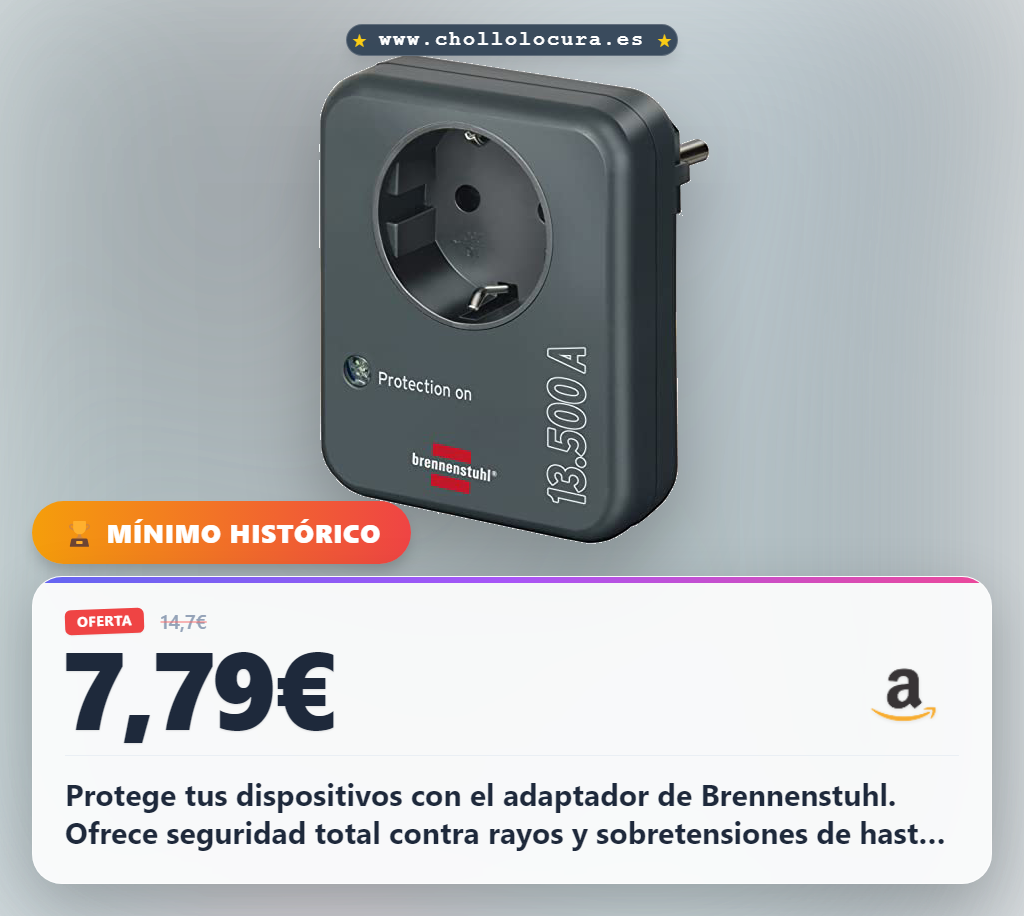 Consigue el adaptador de enchufe Brennenstuhl con protección contra sobretensiones y rayos para máxima seguridad en tu hogar