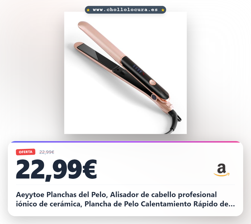 Aeyytoe Planchas del Pelo, Alisador de cabello profesional iónico de cerámica, Plancha de Pelo Calentamiento Rápido de 30s, Temperatura Ajustable de 4 Niveles 140-200 ℃ (Gold)
