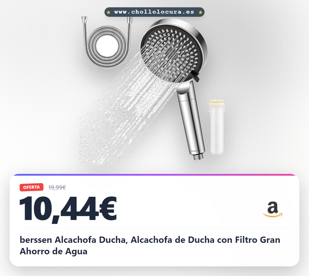 berssen Alcachofa Ducha, Alcachofa de Ducha con Filtro Gran Ahorro de Agua