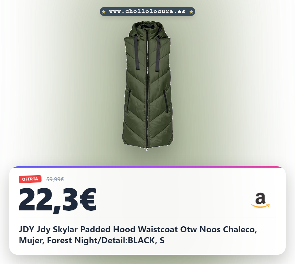 JDY Jdy Skylar Padded Hood Waistcoat Otw Noos Chaleco, Mujer, Forest Night/Detail:BLACK, S
