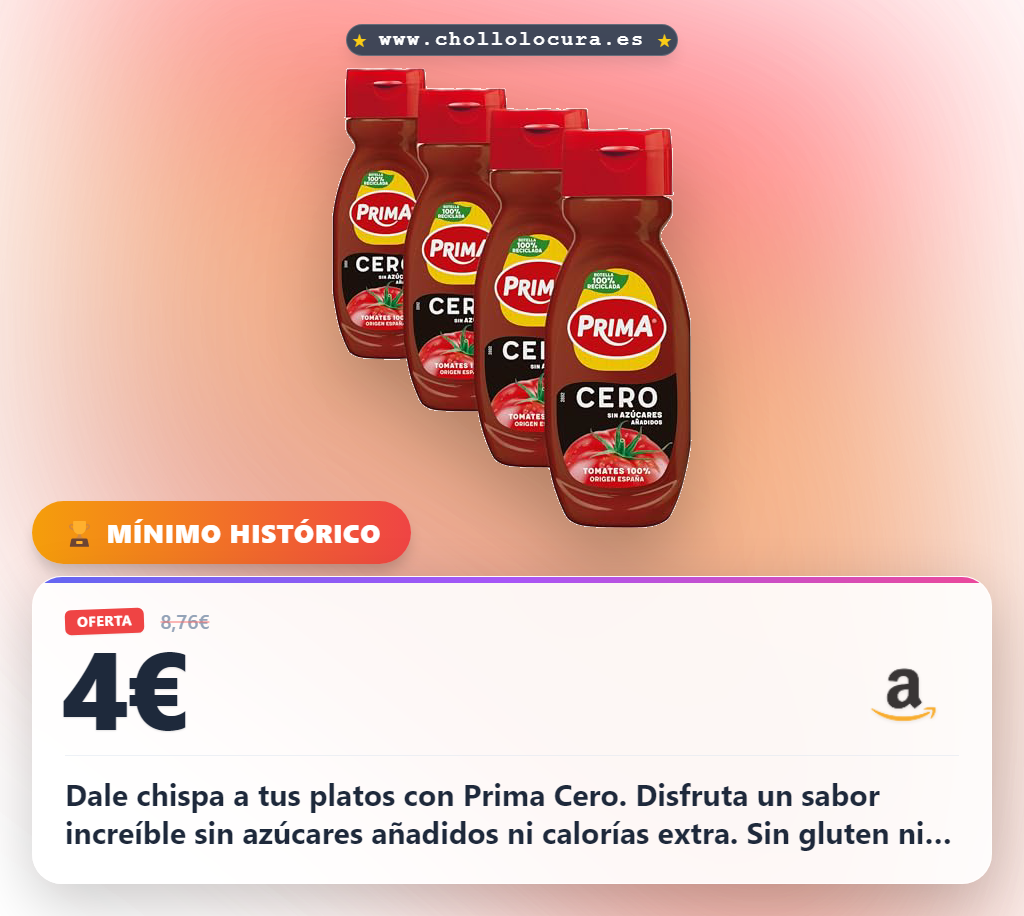 Llévate Prima Cero sin azúcares añadidos y vegano a precio de chollo. Sabor increíble.