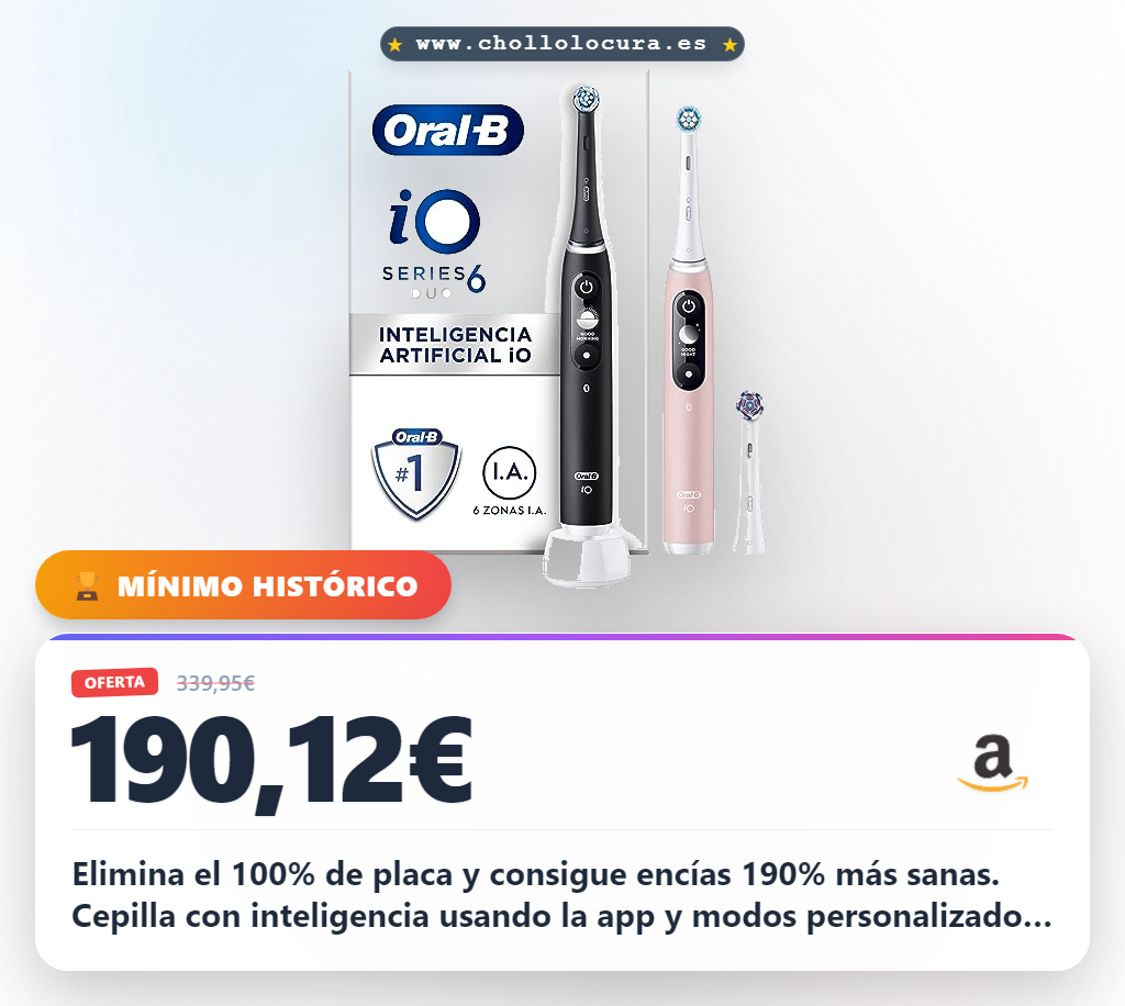 Consigue el pack Oral-B iO 6 cepillos eléctricos con sensor de presión y APP inteligente al mejor precio