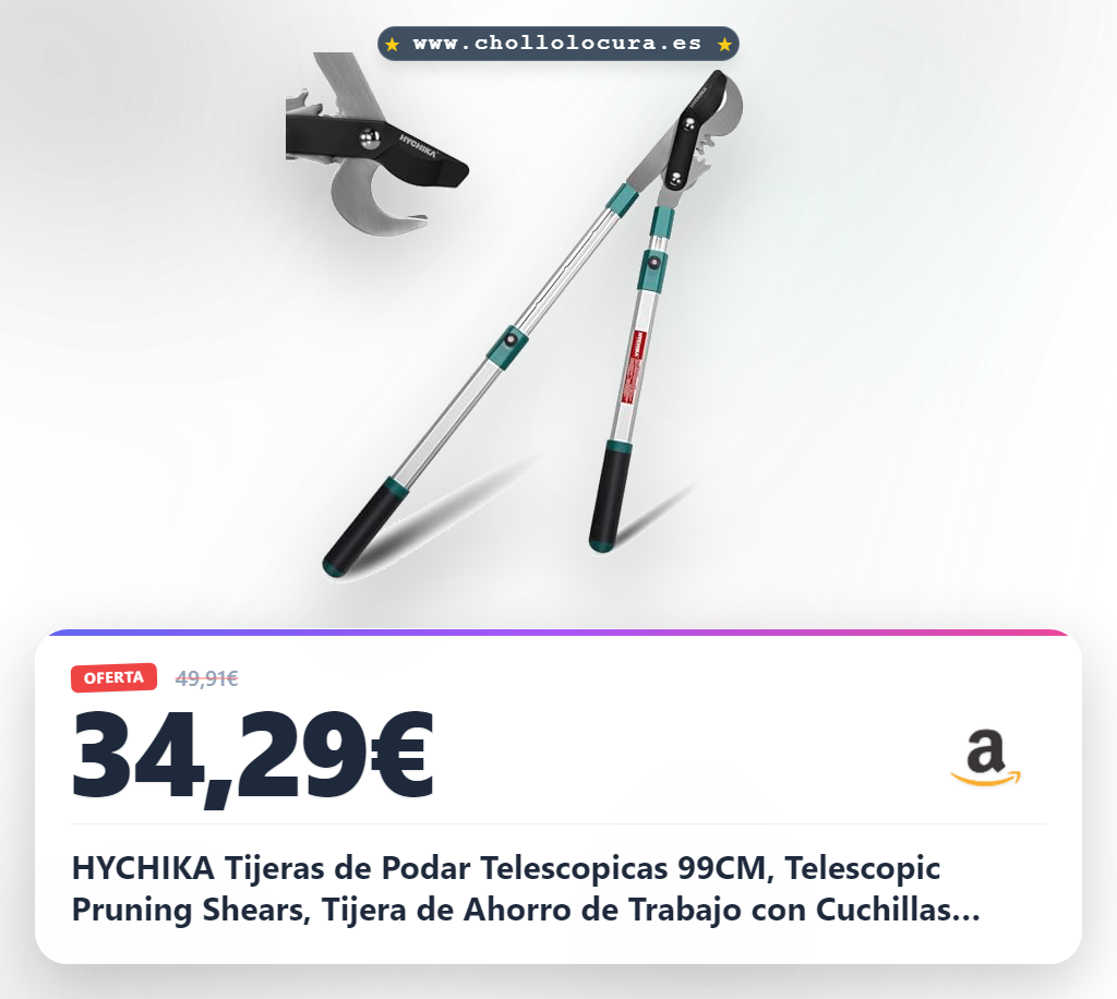 Encuentra Tijeras de Podar Telescópicas HYCHIKA 99CM con Cuchillas de Acero Afiladas para Jardinería al Mejor Precio.