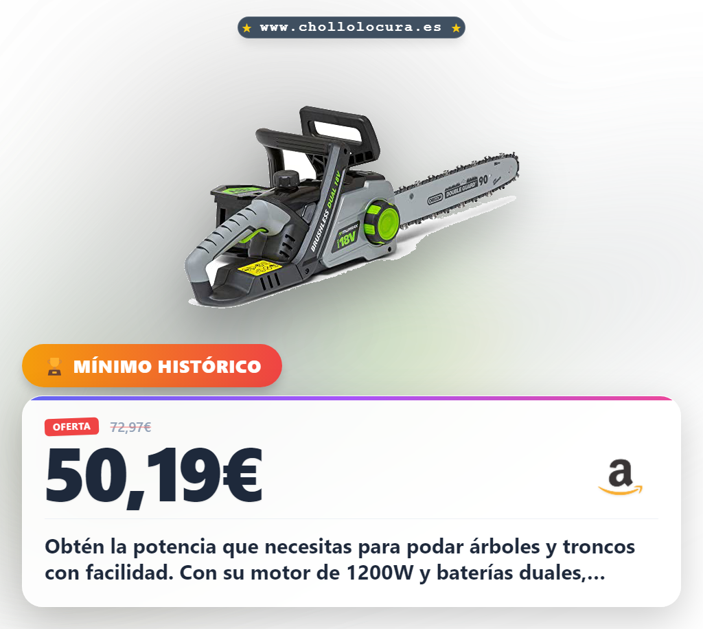 Aprovecha la motosierra Murray IQ18DCS 36V con motor sin cepillos y baterías dual en oferta histórica