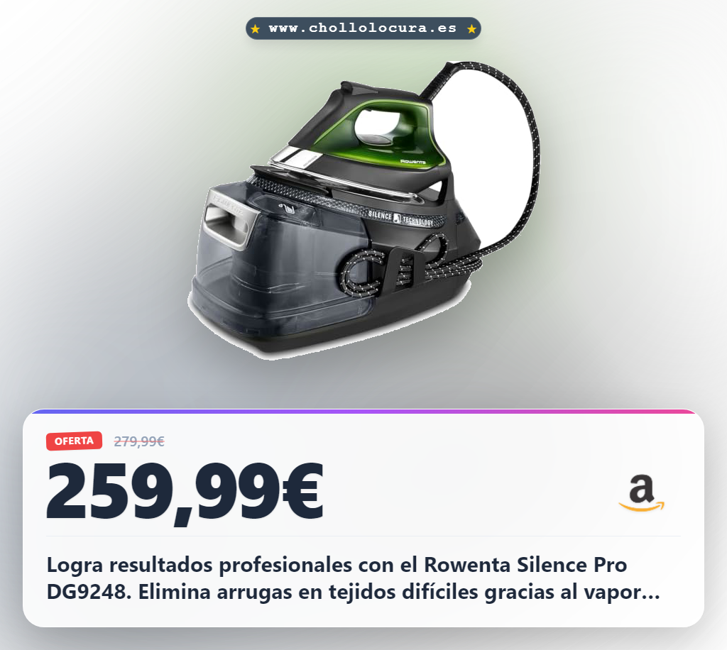 Aprovecha el centro de planchado Rowenta Silence Pro DG9248 con suela microsteam láser y control inteligente