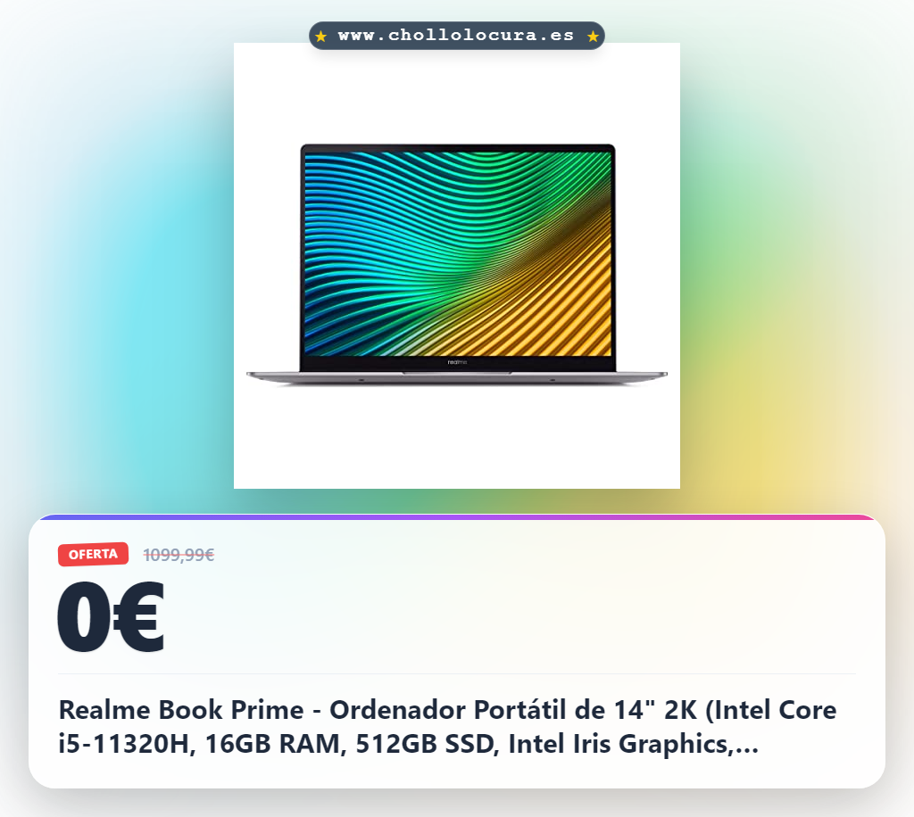 Realme Book Prime - Ordenador Portátil de 14" 2K (Intel Core i5-11320H, 16GB RAM, 512GB SSD, Intel Iris Graphics, Windows 11) Gris - Teclado QWERTY español
