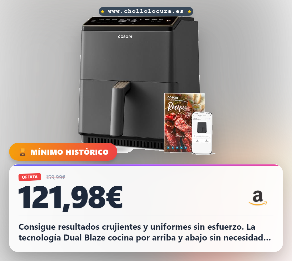 Disfruta de la freidora de aire Cosori Dual Blaze 6.4L 11 en 1 con doble resistencia y control inteligente en oferta