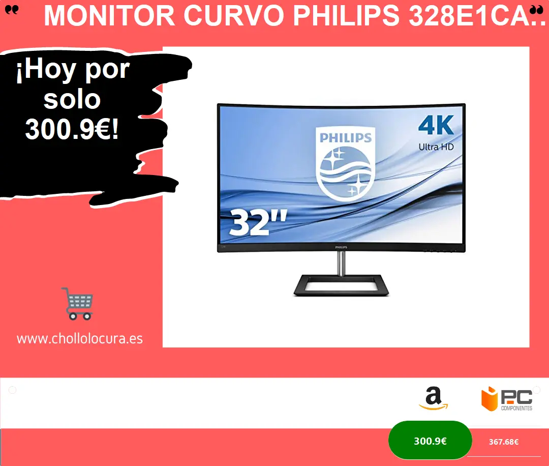 Monitor Curvo Philips 328E1CA/00: ¡Inmersión en Alta Definición!