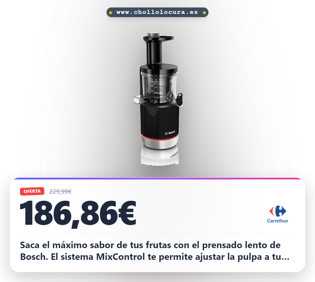 Consigue el Extractor de jugos Bosch VitaExtract MESM731M con prensado lento y MixControl al mejor precio