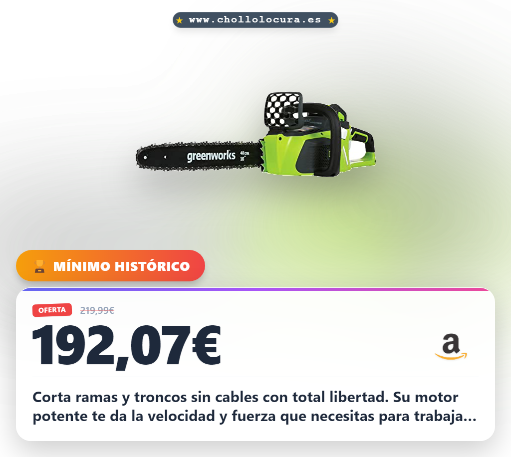 Adquiere la motosierra Greenworks 40V sin cables con motor potente para el jardín al mejor precio