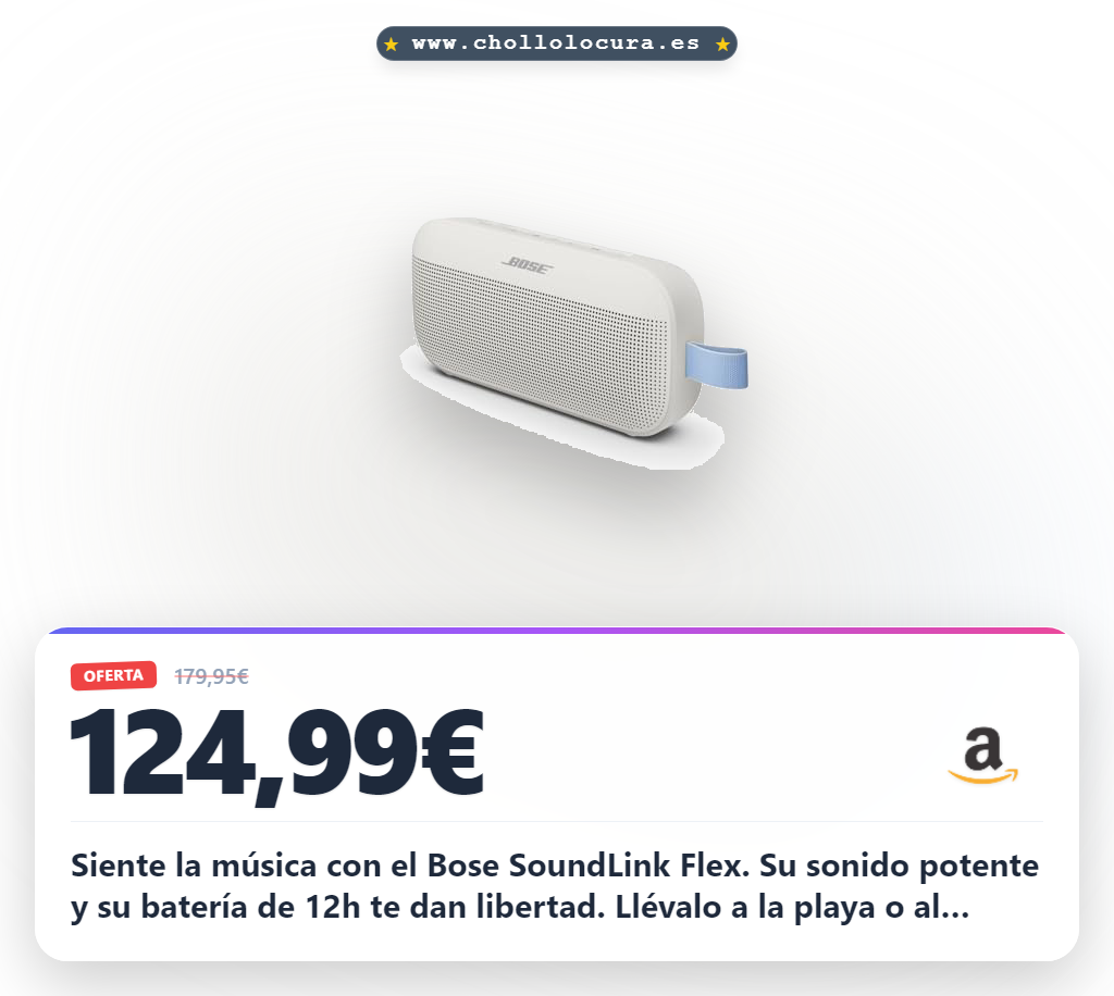 Aprovecha el Bose SoundLink Flex 2.ª Gen., altavoz Bluetooth portátil IP67 para fiestas al aire libre a precio de chollo