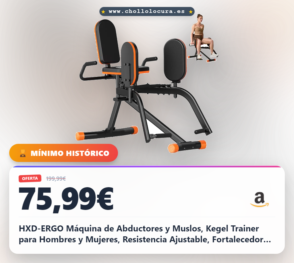 HXD-ERGO Máquina de Abductores y Muslos, Kegel Trainer para Hombres y Mujeres, Resistencia Ajustable, Fortalecedor de Glúteos, Caderas y Piernas, Compacto para Casa (Negro y Naranja)