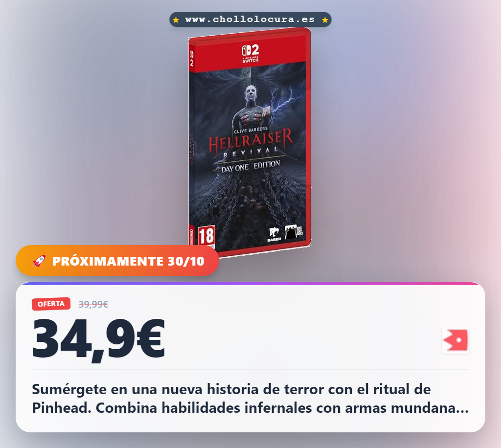 Descubre Hellraiser Revival Day One Edition para Switch 2. Lucha contra el infierno con armas únicas en oferta.