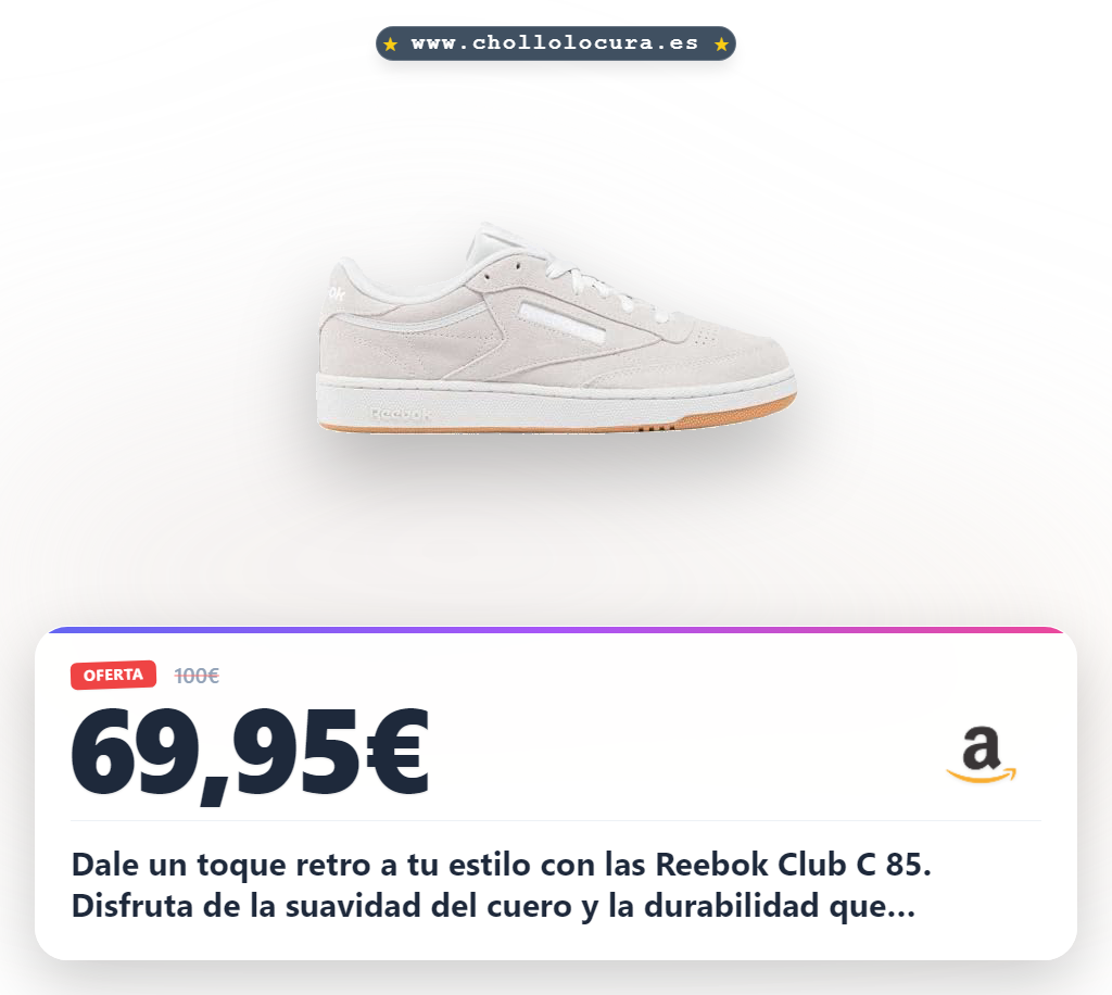 Encuentra tus Reebok Club C 85 zapatillas de deporte en piel, suaves y resistentes a precio de chollo.