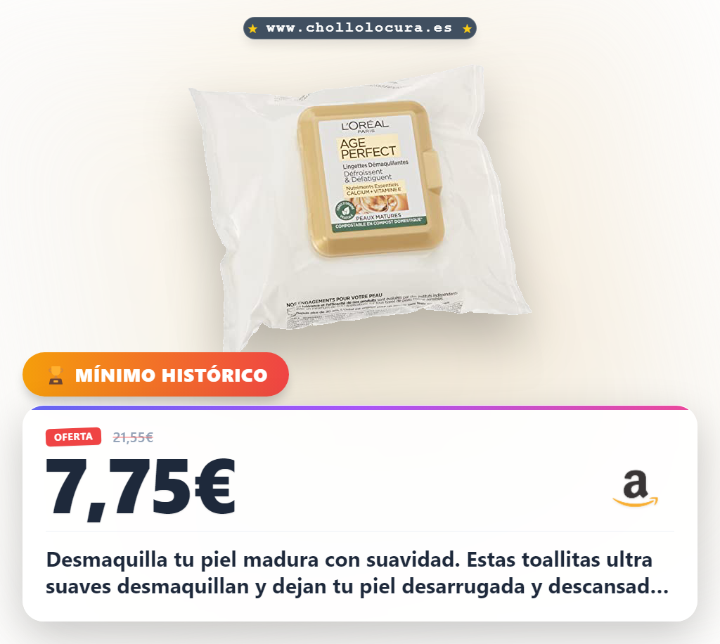 Encuentra las toallitas desmaquillantes L'Oréal Paris ultra suaves para piel madura en oferta histórica