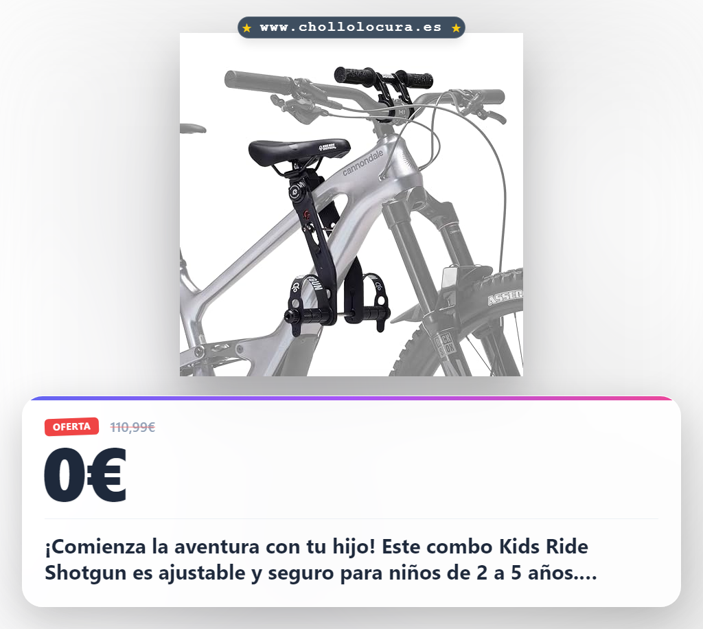 Consigue el combo Kids Ride Shotgun sillín y manillar ajustable para MTB en oferta