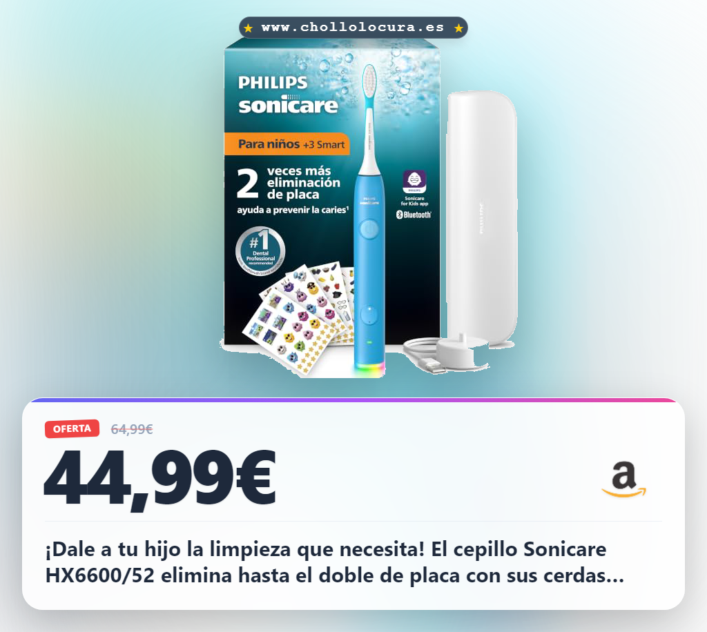 Adquiere el cepillo eléctrico Sonicare for Kids. Limpieza divertida con app y juegos. Aprovecha esta oferta.