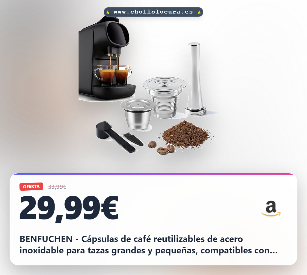 BENFUCHEN - Cápsulas de café reutilizables de acero inoxidable para tazas grandes y pequeñas, compatibles con L'OR Barista LM8012/60, vainas de café rellenables de metal para la máquina de café