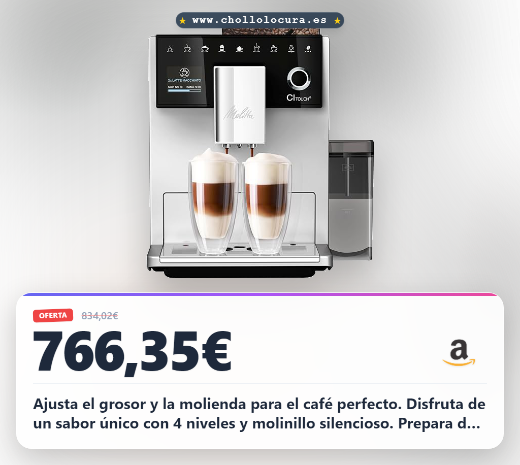 Adquiere la cafetera Melitta CI Touch con sistema de leche y grosor ajustable.