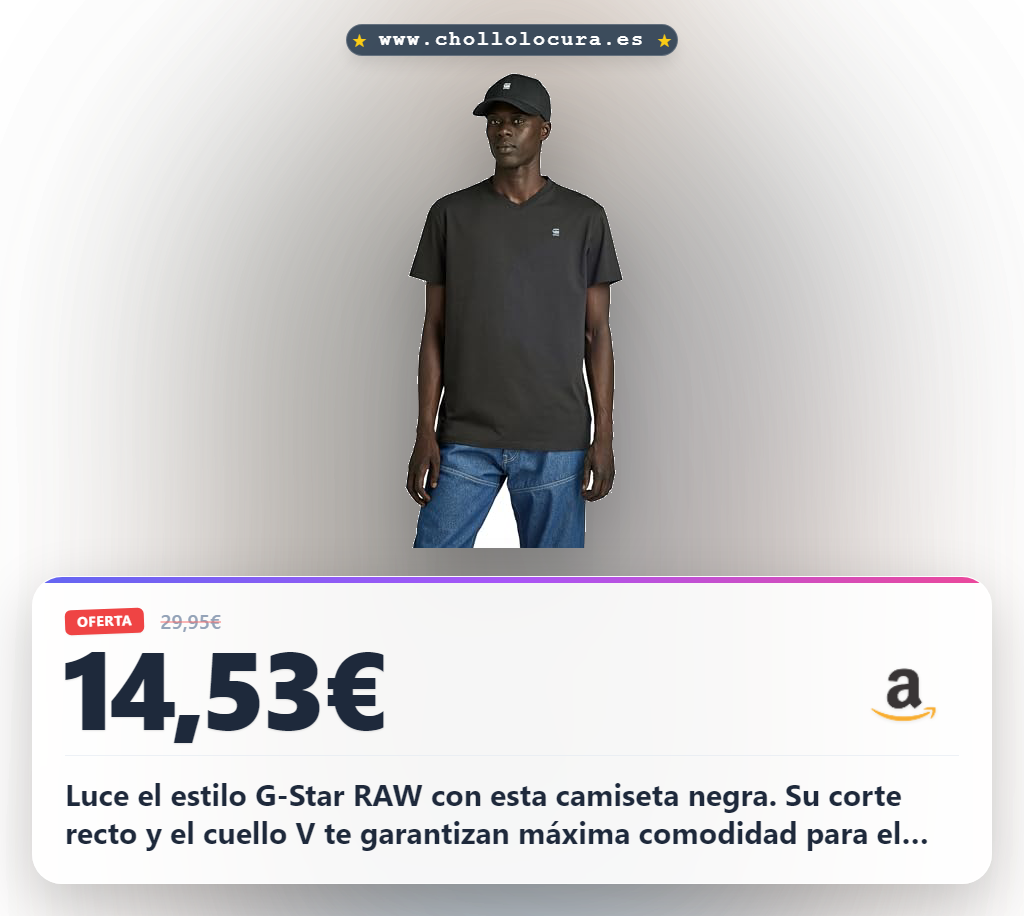 Consigue la camiseta G-Star RAW negra para hombre V-Neck manga corta XL.