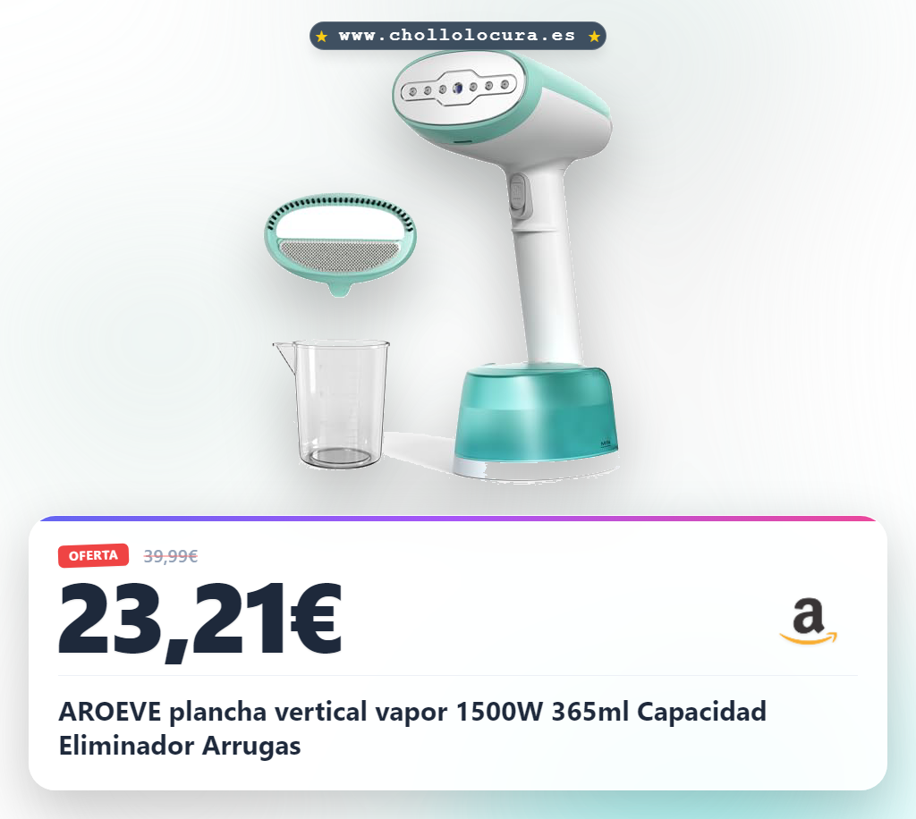 AROEVE plancha vertical vapor 1500W 365ml Capacidad Eliminador Arrugas