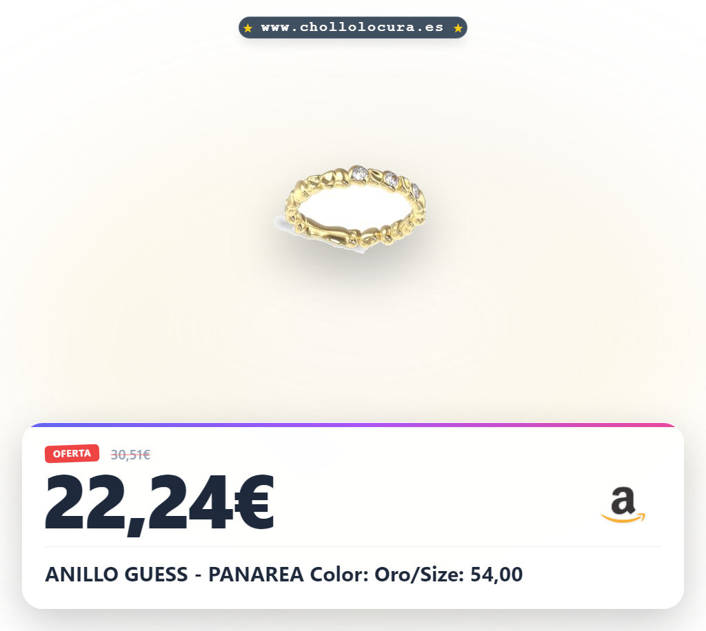 Aprovecha el Anillo Guess Panarea Oro Talla 54: ¡Un chollazo de elegancia y calidad garantizada!