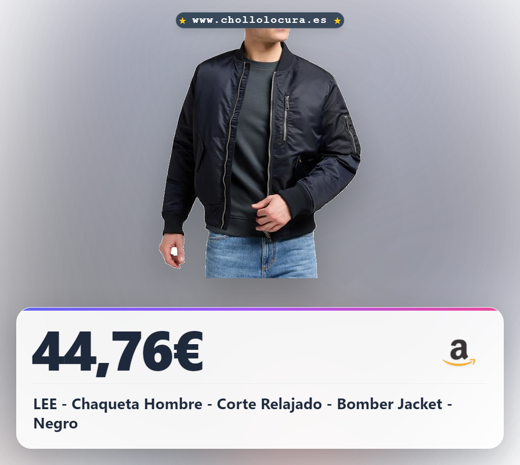 LEE - Chaqueta Hombre - Corte Relajado - Bomber Jacket - Negro