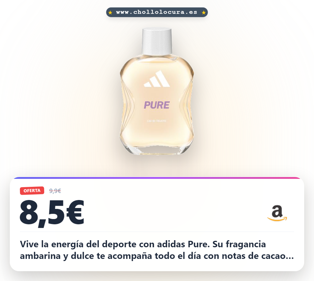Consigue adidas Pure Eau de Toilette 100 ml. Disfruta esta fragancia deportiva vegana con notas de cacao y benjuí.