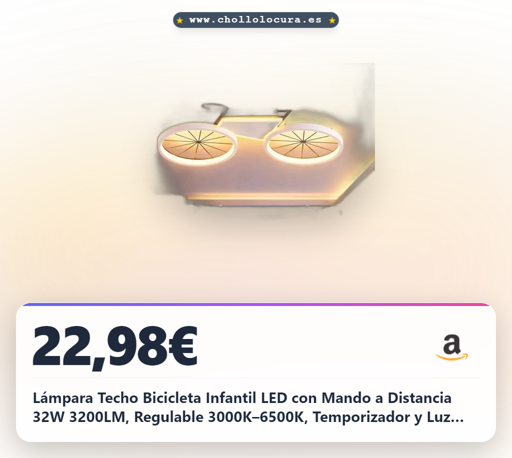 Lámpara Techo Bicicleta Infantil LED con Mando a Distancia 32W 3200LM, Regulable 3000K–6500K, Temporizador y Luz Nocturna, Plafón Habitación Infantil, Lámpara Bicicleta Creativa con Función Memoria