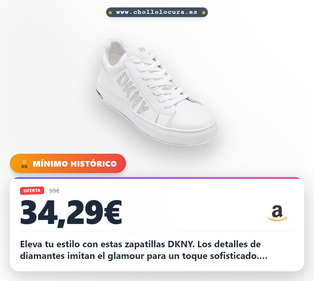 Consigue zapatillas DKNY Adira blancas con logo de diamantes y suela acolchada al mejor precio en oferta