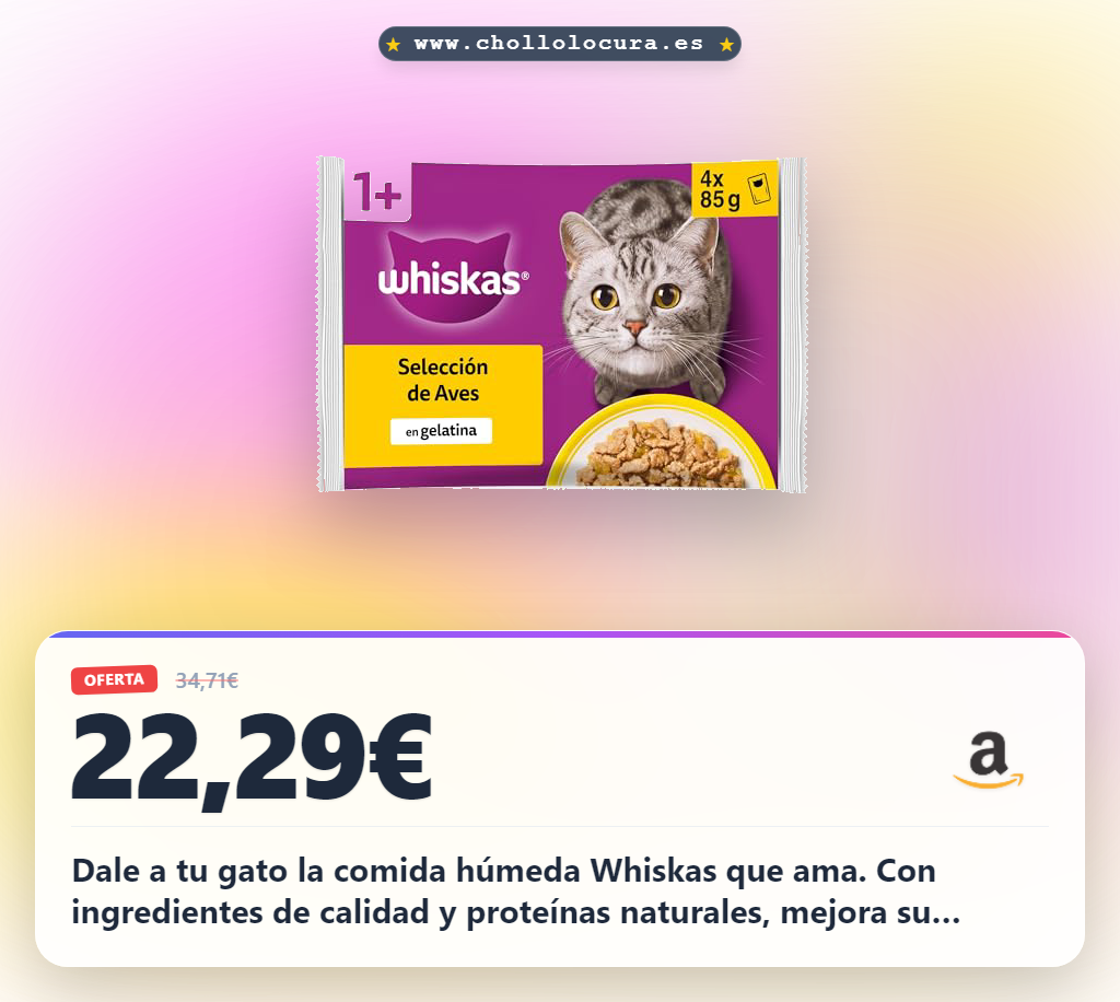 Aprovecha Whiskas Comida Húmeda para gatos adultos Selección Aves en gelatina al mejor precio
