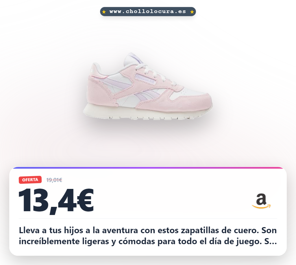 Encuentra los Reebok Kids Classic Leather Trainers con estilo casual y comodidad a precio de chollo