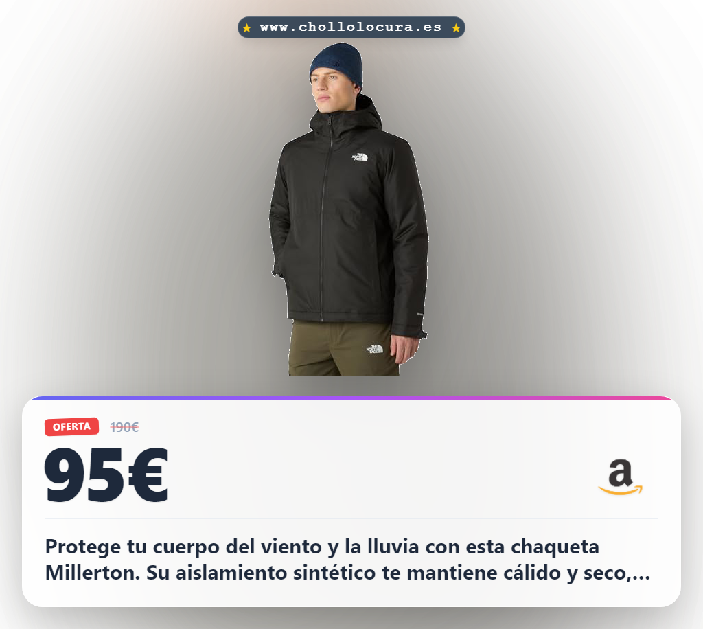 Aprovecha la chaqueta The North Face Millerton impermeable y cortaviento para hombre. Calidez y protección DryVent al mejor precio.