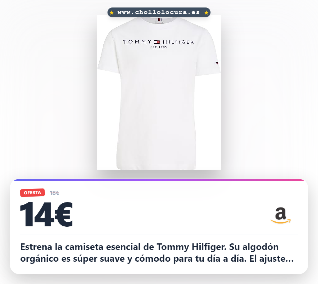 Consigue la camiseta Tommy Hilfiger infantil de algodón orgánico en oferta histórica